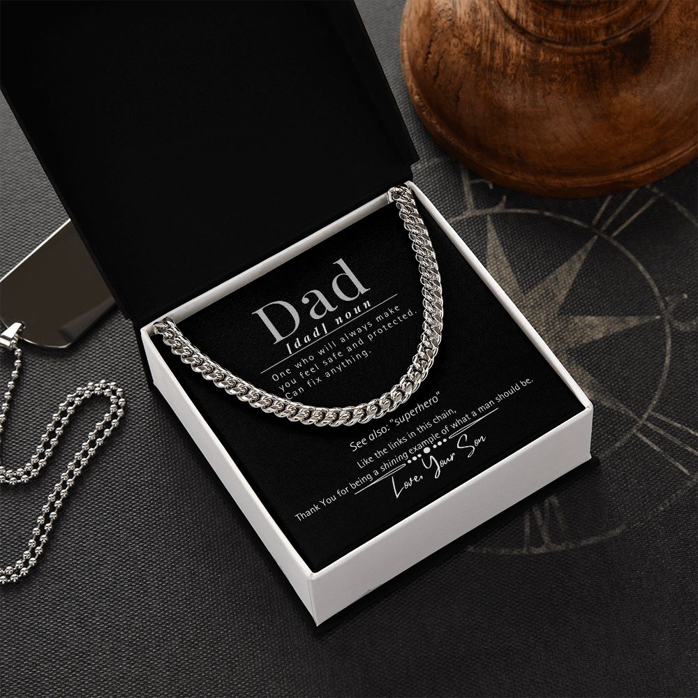 To Dad - From Son - You're My Superhero - Cuban Link Chain