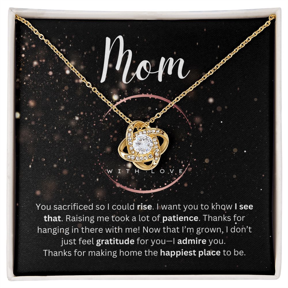 Mom - Thank You for a Happy Home - Love Knot Necklace