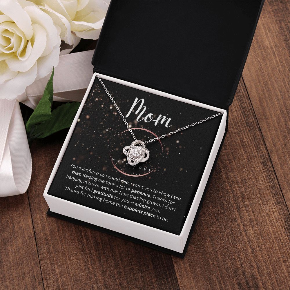 Mom - Thank You for a Happy Home - Love Knot Necklace