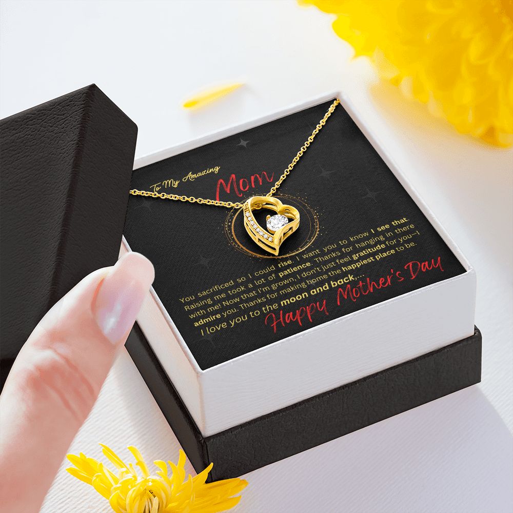 To My Amazing Mom - Love You to the Moon - Forever Love Necklace