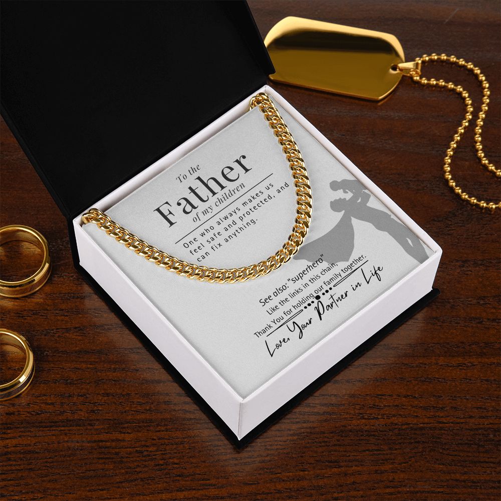 To the Father of My Children - From Partner - You're My Superhero - Cuban Link Chain