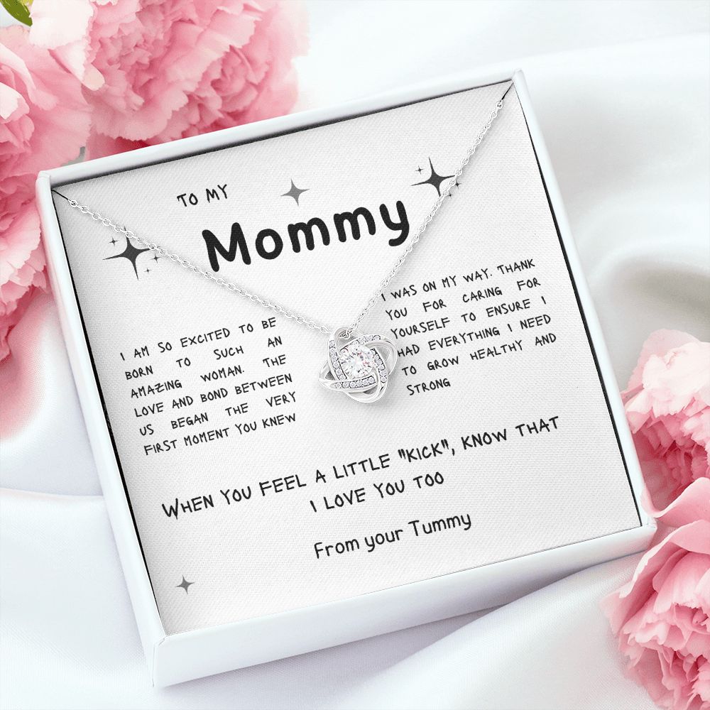 Mommy to be - Thank You for Growing Me - From Your Tummy - Love Knot Necklace