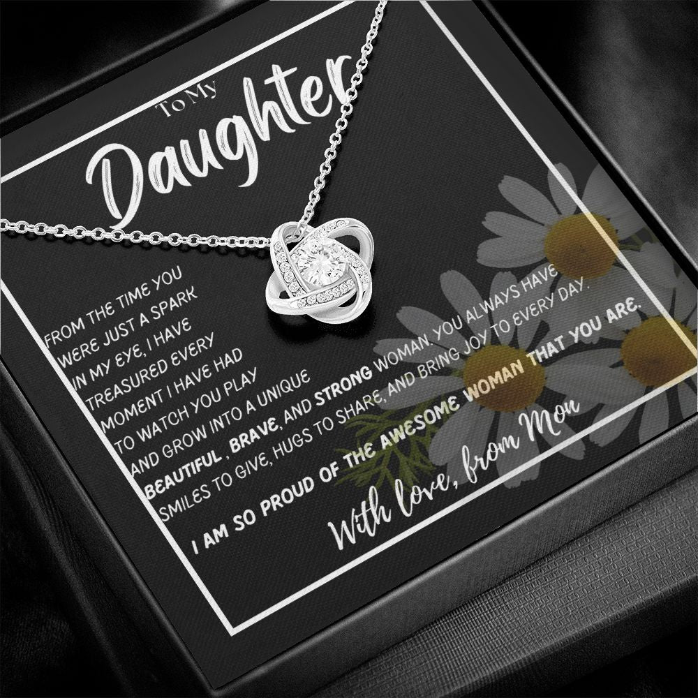 To My Daughter - So Proud of the Woman You Are - From Mom - Love Knot Necklace