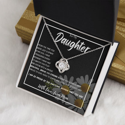To My Daughter - So Proud of the Woman You Are - From Mom - Love Knot Necklace