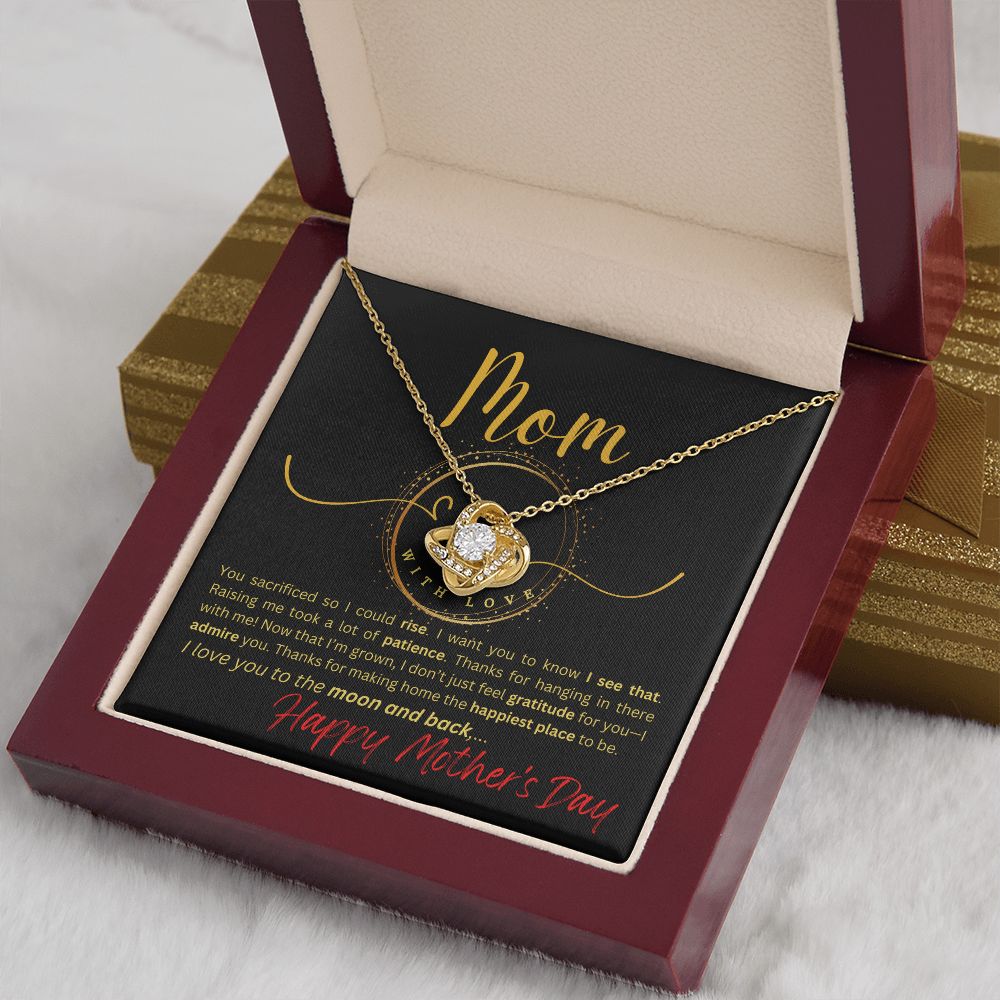 Mom - Love You to the Moon - Happy Mother's Day - Love Knot Necklace