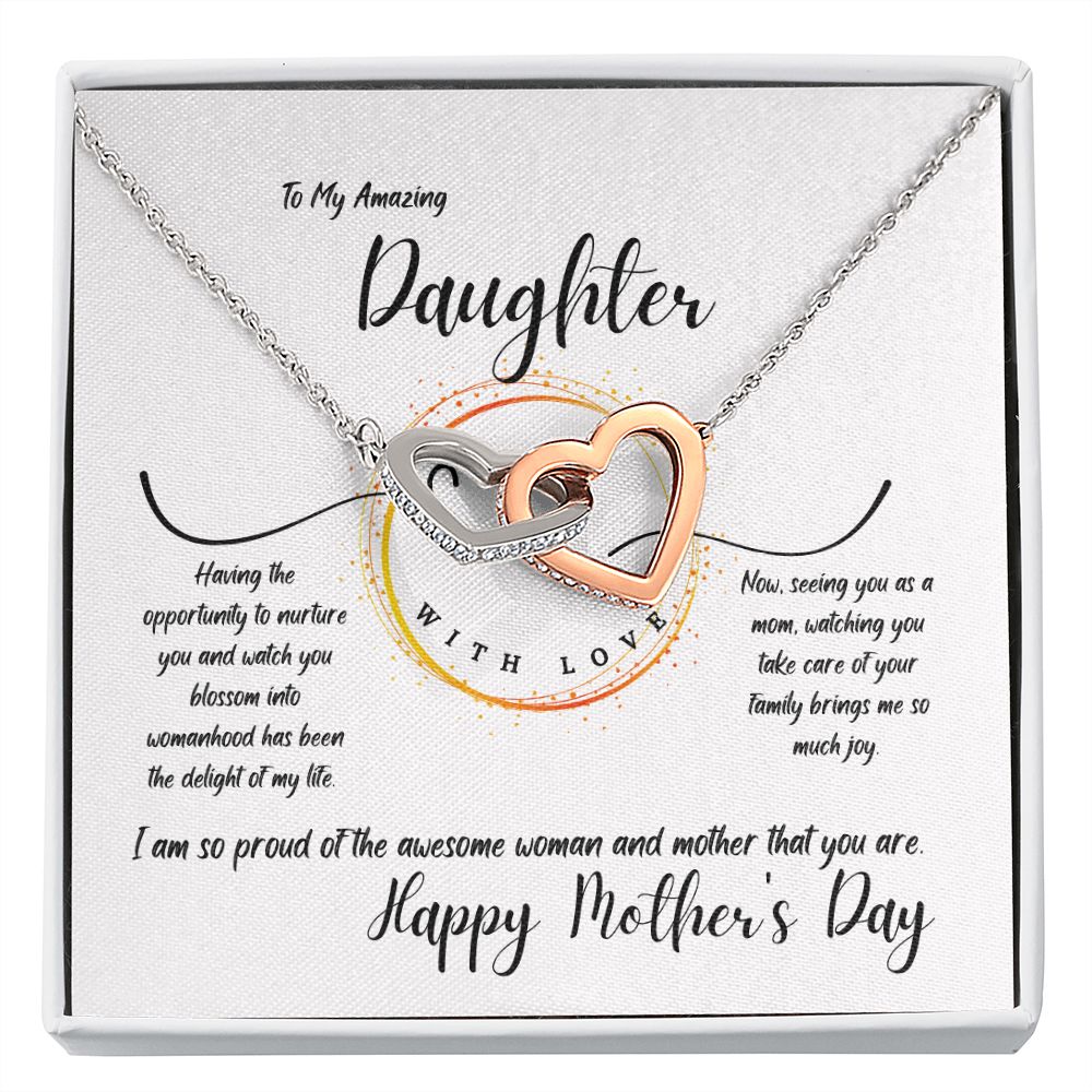 To My Daughter - You Are the Delight of My Life - Happy Mother's Day - Interlocking Hearts Necklace