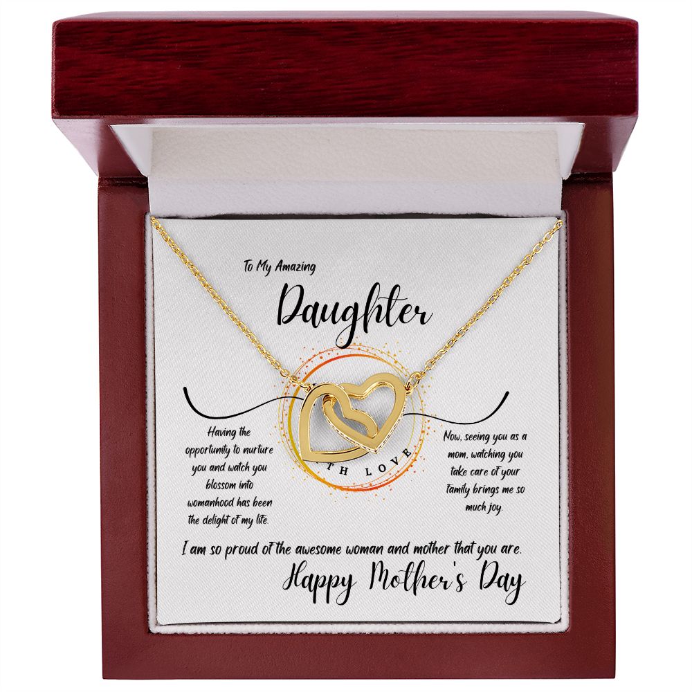 To My Daughter - You Are the Delight of My Life - Happy Mother's Day - Interlocking Hearts Necklace