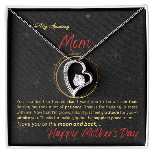 To My Amazing Mom - Love You to the Moon - Forever Love Necklace