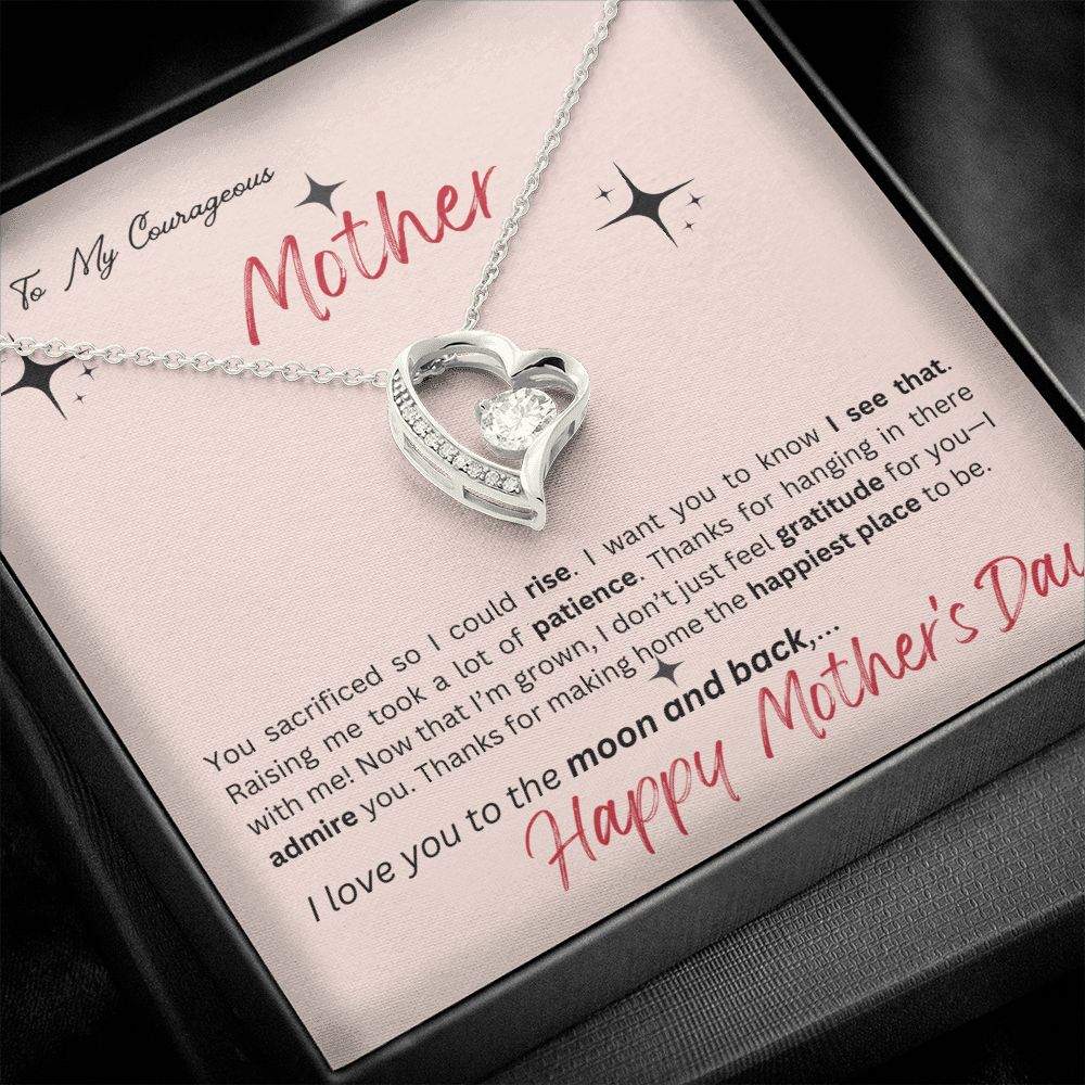 To My Courageous Mother - Love you to the Moon - Forever Love Necklace
